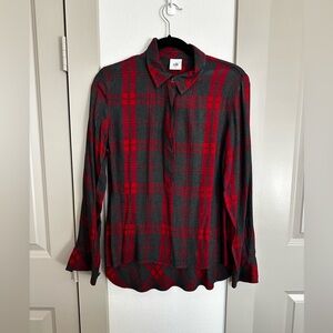 Cabi 3587 Women’s Size Small Cunningham Red Plaid Popover Tunic Top